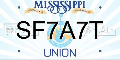 SF7A7T Mississippi License Plate