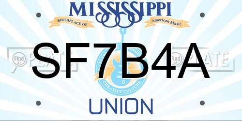 SF7B4A Mississippi License Plate
