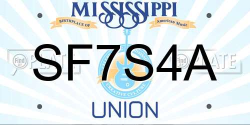 SF7S4A Mississippi License Plate