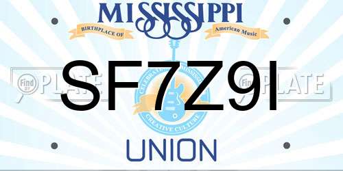 SF7Z9I Mississippi License Plate