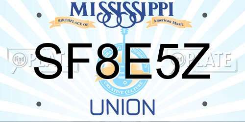 SF8E5Z Mississippi License Plate