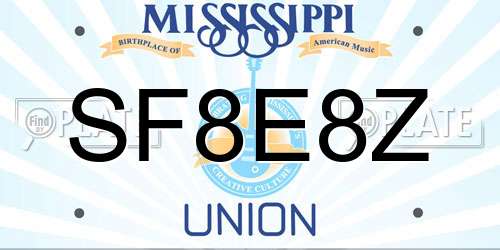 SF8E8Z Mississippi License Plate