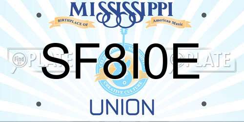 SF8I0E Mississippi License Plate