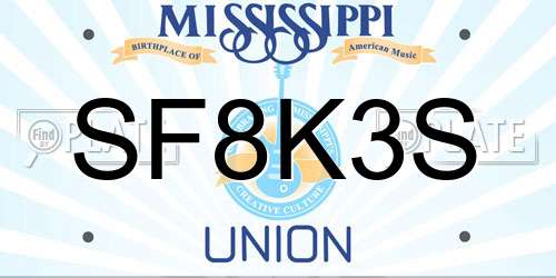 SF8K3S Mississippi License Plate