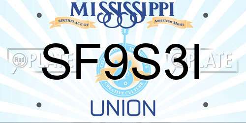SF9S3I Mississippi License Plate