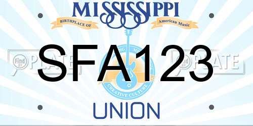 SFA123 Mississippi License Plate
