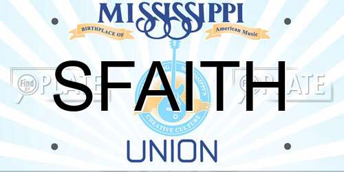 SFAITH Mississippi License Plate