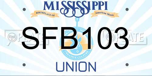 SFB103 Mississippi License Plate