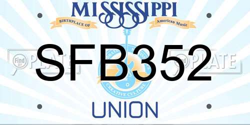SFB352 Mississippi License Plate