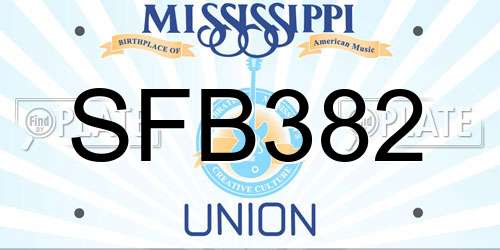 SFB382 Mississippi License Plate