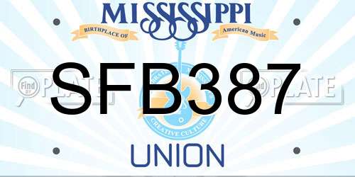 SFB387 Mississippi License Plate