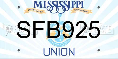 SFB925 Mississippi License Plate