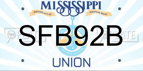 SFB92B Mississippi License Plate