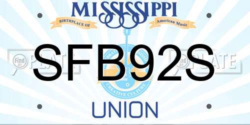 SFB92S Mississippi License Plate