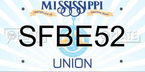 SFBE52 Mississippi License Plate