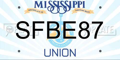 SFBE87 Mississippi License Plate