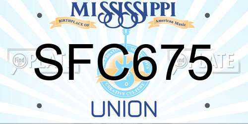 SFC675 Mississippi License Plate