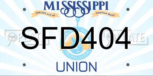 SFD404 Mississippi License Plate