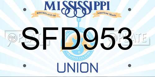 SFD953 Mississippi License Plate
