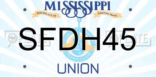 SFDH45 Mississippi License Plate