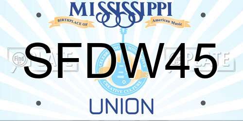 SFDW45 Mississippi License Plate