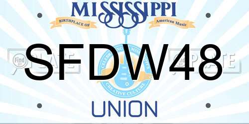 SFDW48 Mississippi License Plate