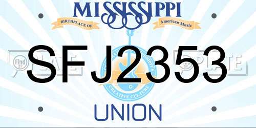 SFJ2353 Mississippi License Plate