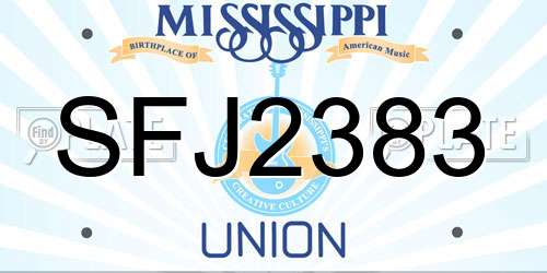 SFJ2383 Mississippi License Plate