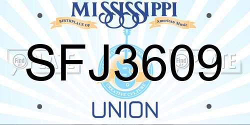SFJ3609 Mississippi License Plate