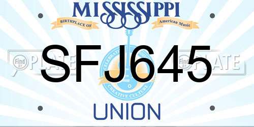 SFJ645 Mississippi License Plate