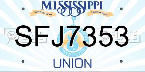 SFJ7353 Mississippi License Plate
