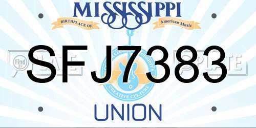 SFJ7383 Mississippi License Plate