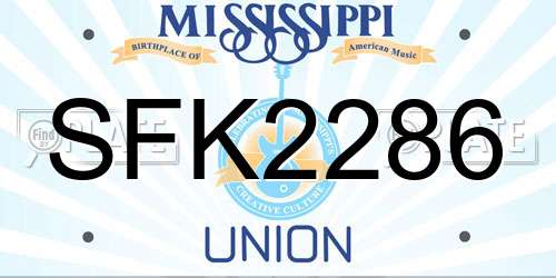SFK2286 Mississippi License Plate