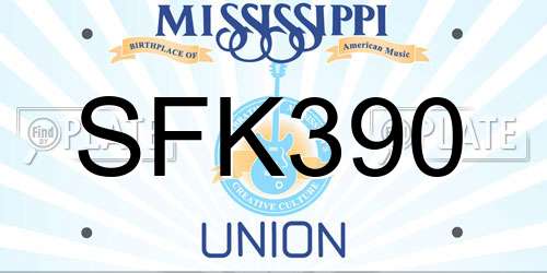 SFK390 Mississippi License Plate