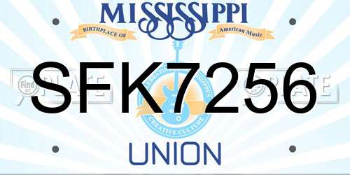 SFK7256 Mississippi License Plate