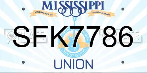 SFK7786 Mississippi License Plate