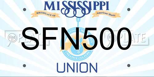 SFN500 Mississippi License Plate