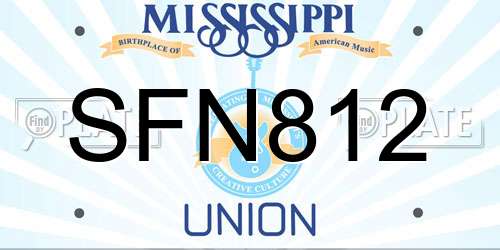 SFN812 Mississippi License Plate