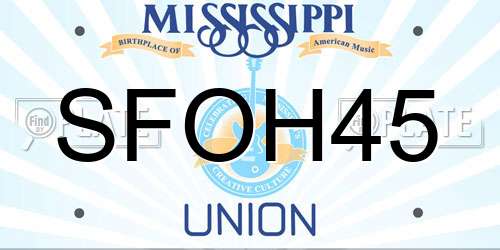 SFOH45 Mississippi License Plate
