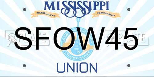 SFOW45 Mississippi License Plate