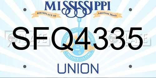 SFQ4335 Mississippi License Plate