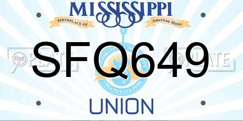 SFQ649 Mississippi License Plate