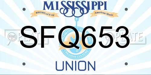 SFQ653 Mississippi License Plate