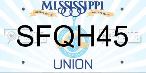 SFQH45 Mississippi License Plate