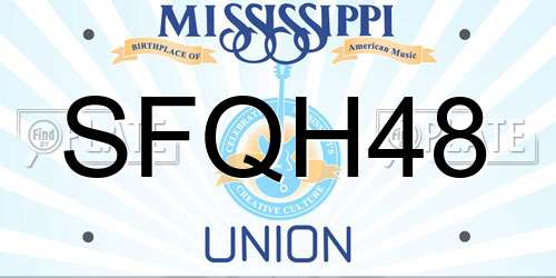 SFQH48 Mississippi License Plate