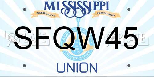 SFQW45 Mississippi License Plate