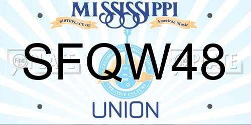 SFQW48 Mississippi License Plate