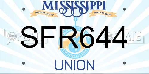SFR644 Mississippi License Plate