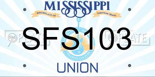 SFS103 Mississippi License Plate
