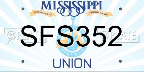 SFS352 Mississippi License Plate